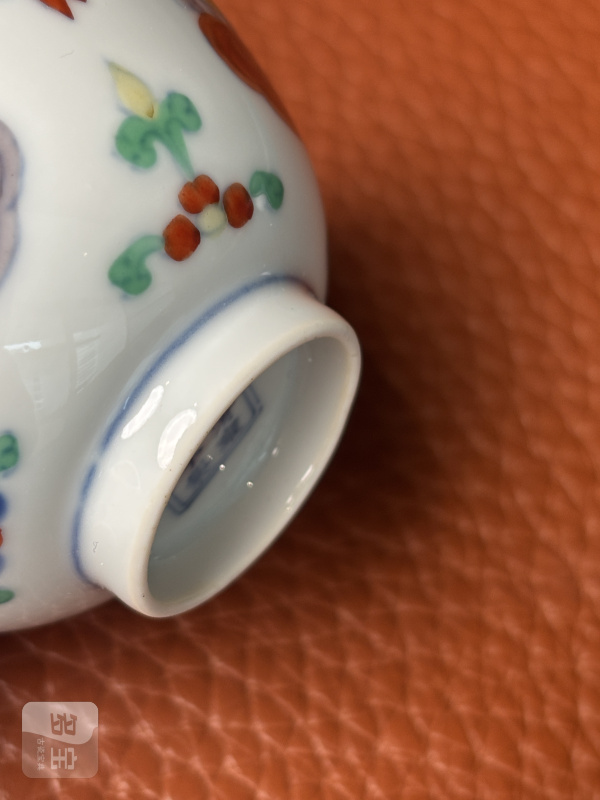 清雍正 斗彩灵芝纹杯一对（带老盒） - 图14